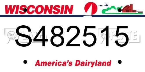 S482515 Wisconsin License Plate