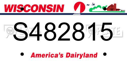 S482815 Wisconsin License Plate