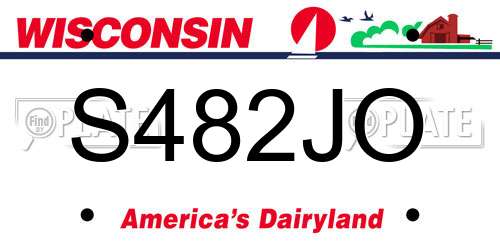 S482JO Wisconsin License Plate