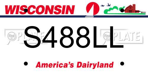 S488LL Wisconsin License Plate
