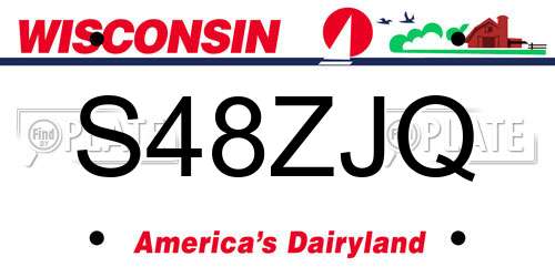 S48ZJQ Wisconsin License Plate
