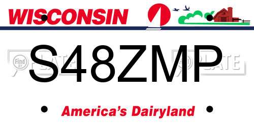 S48ZMP Wisconsin License Plate