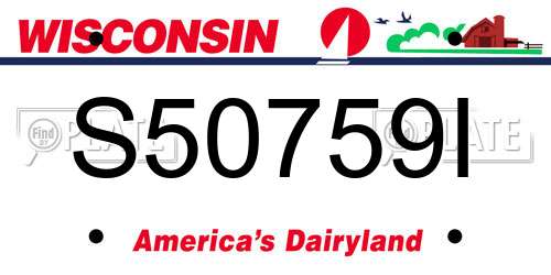 S50759I Wisconsin License Plate