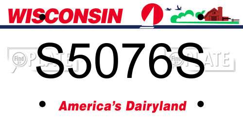 S5076S Wisconsin License Plate