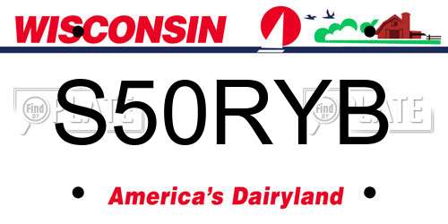 S50RYB Wisconsin License Plate
