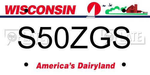 S50ZGS Wisconsin License Plate