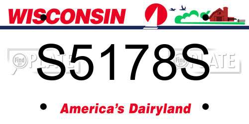 S5178S Wisconsin License Plate