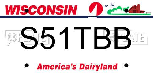 S51TBB Wisconsin License Plate