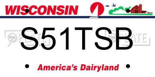 S51TSB Wisconsin License Plate