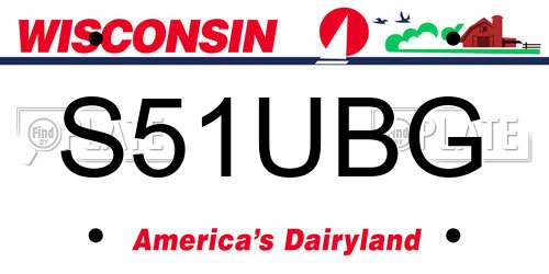 S51UBG Wisconsin License Plate