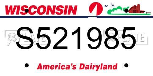 S521985 Wisconsin License Plate