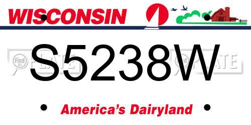 S5238W Wisconsin License Plate