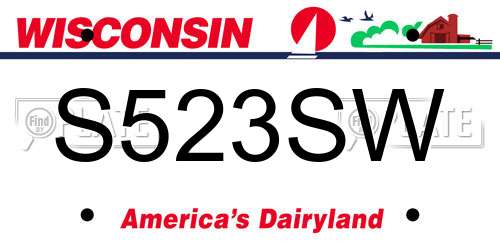S523SW Wisconsin License Plate