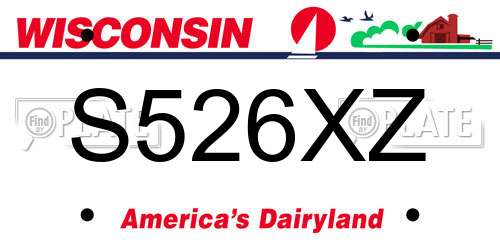 S526XZ Wisconsin License Plate