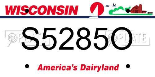 S5285O Wisconsin License Plate