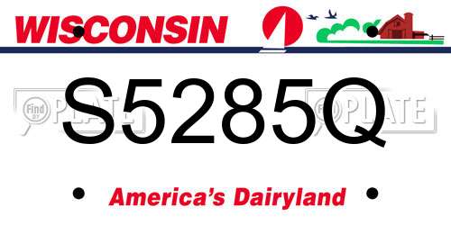 S5285Q Wisconsin License Plate