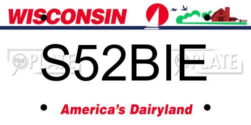S52BIE Wisconsin License Plate