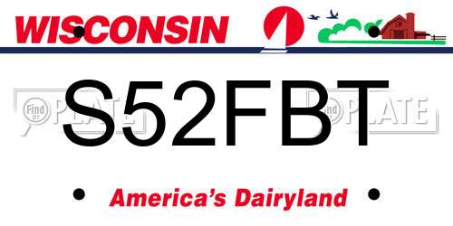 S52FBT Wisconsin License Plate