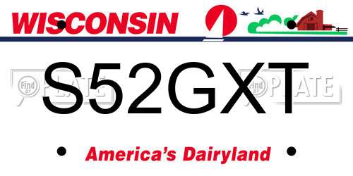 S52GXT Wisconsin License Plate