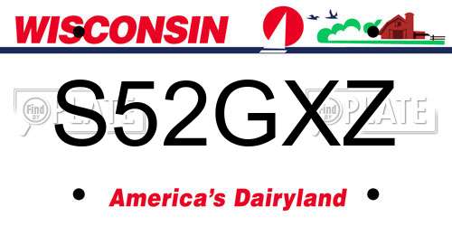 S52GXZ Wisconsin License Plate