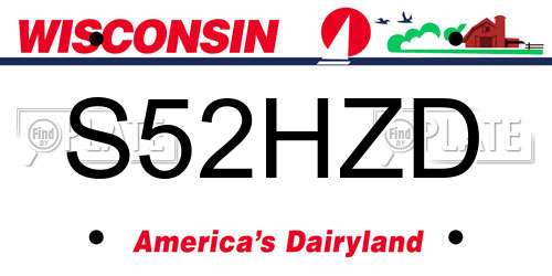 S52HZD Wisconsin License Plate