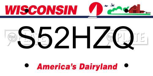 S52HZQ Wisconsin License Plate