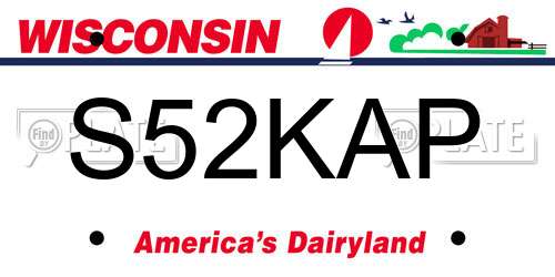 S52KAP Wisconsin License Plate