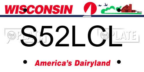 S52LCL Wisconsin License Plate