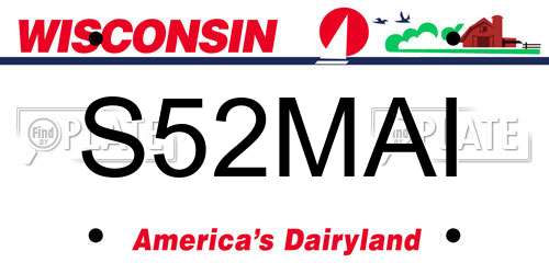 S52MAI Wisconsin License Plate