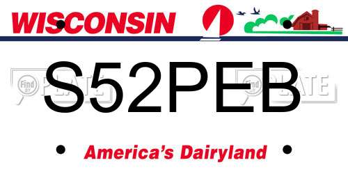S52PEB Wisconsin License Plate