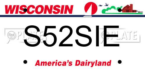 S52SIE Wisconsin License Plate