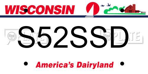 S52SSD Wisconsin License Plate