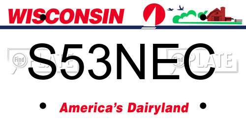 S53NEC Wisconsin License Plate