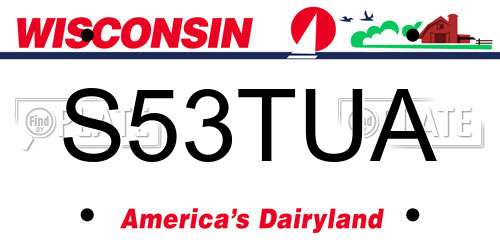 S53TUA Wisconsin License Plate