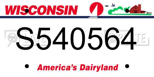 S540564 Wisconsin License Plate