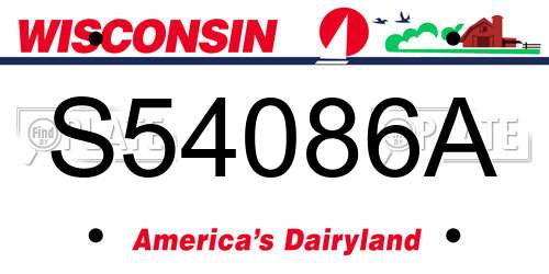 S54086A Wisconsin License Plate