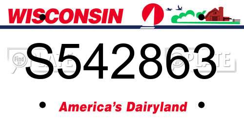 S542863 Wisconsin License Plate