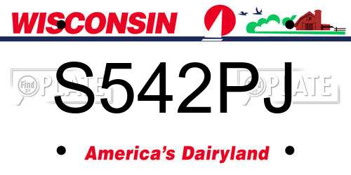 S542PJ Wisconsin License Plate