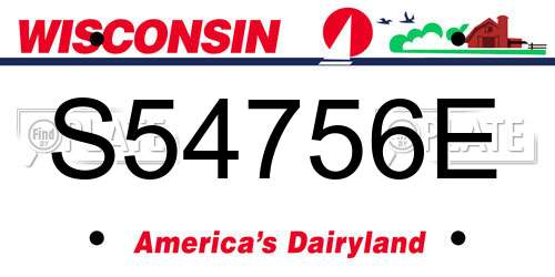 S54756E Wisconsin License Plate