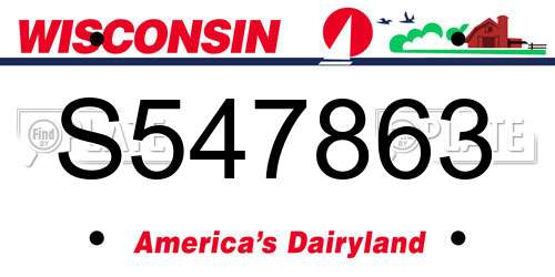 S547863 Wisconsin License Plate