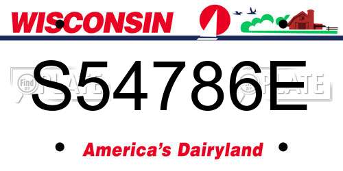 S54786E Wisconsin License Plate