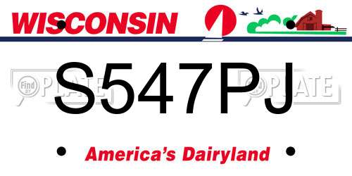S547PJ Wisconsin License Plate
