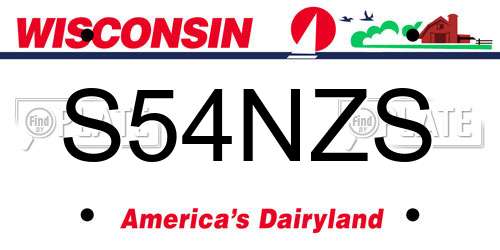 S54NZS Wisconsin License Plate