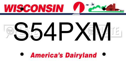 S54PXM Wisconsin License Plate