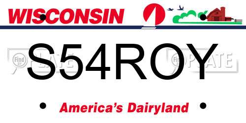 S54ROY Wisconsin License Plate