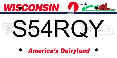 S54RQY Wisconsin License Plate