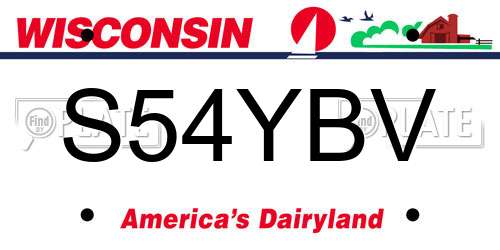 S54YBV Wisconsin License Plate