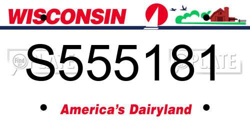 S555181 Wisconsin License Plate