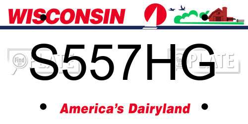 S557HG Wisconsin License Plate