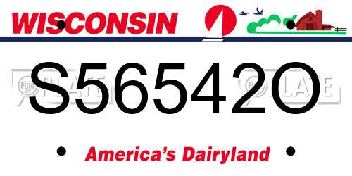 S56542O Wisconsin License Plate
